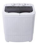 Zero Drama Portable Twin Tub Mini Washing Machine in white color, compact design with dual tubs for laundry, ideal for RVs and dorms.