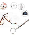 12 Pack Eyeglass Screwdriver Keychain Set Mini 3 In 1 Flat Phillips Hex Drivers Pocket Size with eyeglasses and tools