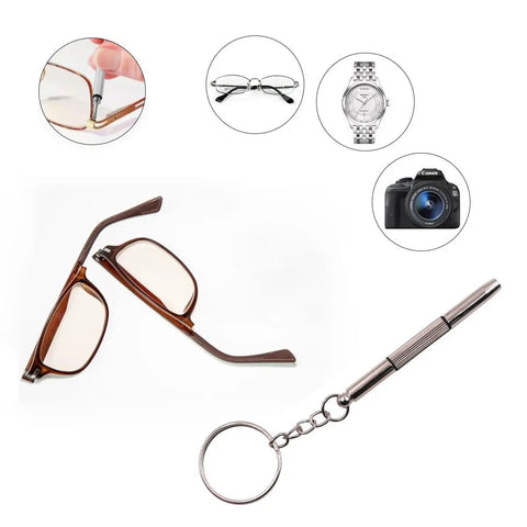 12 Pack Eyeglass Screwdriver Keychain Set Mini 3 In 1 Flat Phillips Hex Drivers Pocket Size with eyeglasses and tools