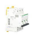Heavy-Duty MCB Miniature Circuit Breaker 3-Pole 20-Amp C Curve Set Of Four white housing, side view, showing top and connection ports.