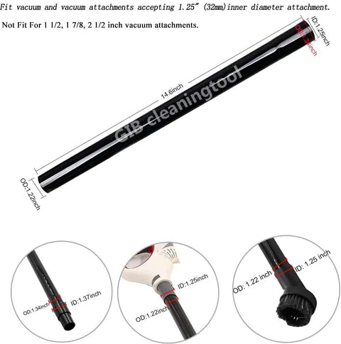 9 Pcs Vacuum Attachments Kit For One And One Quarter Inch And One And Three Eighths Inch Vacuum Hoses extension wand detail