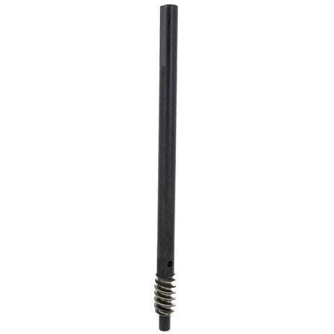 Worm Shaft Replacement Part For Outdoor Power Equipment OEM 91704126 shown vertical, durable black gear shaft for mowers.