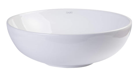 Round Ceramic Above Mount Bathroom Sink With No Overflow Center Drain BA351 Premium Porcelain Basin For Modern Bathrooms