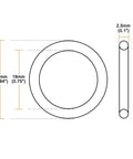 Nitrile Rubber O Rings 24mm OD 19mm ID 2.5mm Width Pack Of 25 Sealing Gaskets For Auto Plumbing And Machinery, size diagram