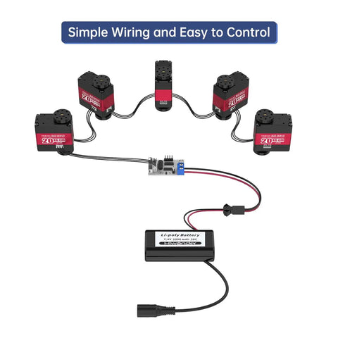 Heavy Duty Serial Bus Servo With Mounting Bracket And Plug And Play Setup offering simple wiring for easy control in robotics.