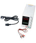 Rock Solid Linear DC Power Supply With Low Ripple For Clean Pure DC Output To Electrical Gear Includes Overvoltage Overcurrent Short Circuit And Overheat Protection Ventilated Case With Heat Dissipation Holes For Reliable Load Power, white benchtop unit with cables