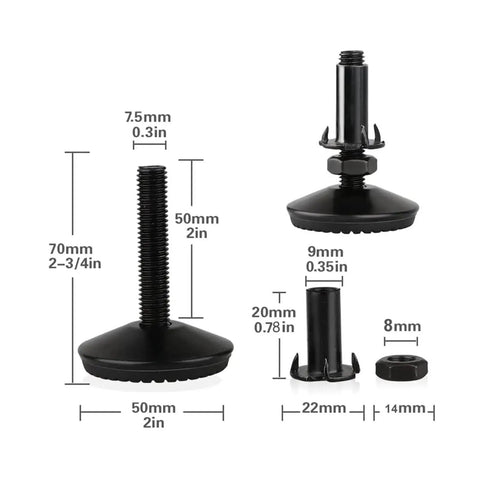 50mm Diameter Adjustable Leveling Feet Heavy Duty Levelers For Furniture Tables And Chairs Rugged Rust Resistant Construction