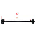 Beefy 3500 Lb 5 Lug Electric Brake Trailer Axle With 73 Inch Hub Face, 58 Inch Spring Center, 5x4.5 Bolt Pattern, Straight Steel Tube, Powder Coated Finish, Built For Light Duty Trailers.
