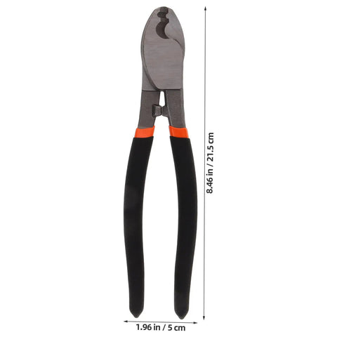 Dang Tough Lightweight Wire Strippers And Cutting Pliers Featuring Slick Ergonomic Rubber Grips And Rock Solid Steel Build For Seasoned Trade Electricians And Contractors, side view showing black rubber grips and steel jaws.