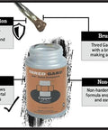 Thread Gard copper anti seize lubricant with brush applicator for protection from corrosion, non-dripping, ensuring easy use and removal.