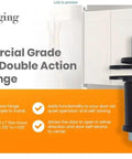 Commercial Grade Double Action Pivot Hinges For Saloon And Cafe Doors Built Tough Heavy Duty Steel showing hinge detail for easy installation.