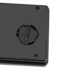 Ultra Thin Digital Clock With Wide Lcd Panel And Adhesive Mount For Car Dashboard Home Desk Ride Ready compact base view.