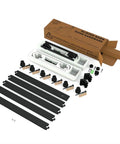 6.6 Foot Sliding Barn Door Hardware Kit for one wood door with rails, rollers, and accessories for 35-40 inch wide panels.