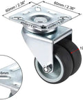 Smooth As Butter 2 Inch TPR Swivel Caster Wheels With 360 Degree Rotation And Rock Solid 110 Lb Capacity For Furniture Carts Workbenches And Shop Gear In Cool Gray Pack Of Four, showing a detailed caster wheel design with measurements.