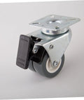 Heavy Duty Twin Caster Wheels With Non Marking Rubber Treads And 360 Swivel Plates Plus Locking Brakes, showing steel body and rubber tread.