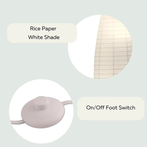 Set Of 2 59 Inch Tall Rice Paper Floor Lamps With On Off Footswitch Boho Chic Minimalist Standing Lamps rice paper shade and footswitch