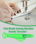 Automatic Fish Type Needle Threader For Sewing Lovers Game Changing Handy Hand Sewing Tool And Sewing Machine Needle Threader Quick Threading Aid For Crafters Easy To Use Threader For Sewing Supplies Green 3 Pack with sewing machine and hands