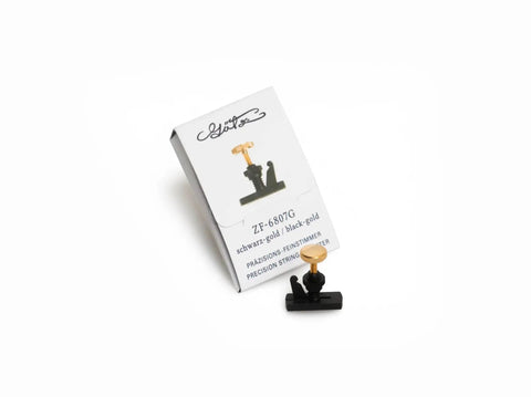 Premium Black E String Violin Adjuster ZF-6807G With Gold Plated Screw, Loop-End Compatible, Large 0.31 Inch Screw Head For Precise Tuning, Stable Threads, Straight Prong Design, Ideal Upgrade For Violins And Fine Tuners, packaged with tuner