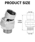 All Metal Swivel Ball Shower Head Adapter With Heavy Duty Adjustable Arm Extension Connector And Pivot Ball For Easy Angle Change Universal Shower Component Brass Build Rust Proof Silver, 4.9cm G1/2