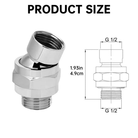 All Metal Swivel Ball Shower Head Adapter With Heavy Duty Adjustable Arm Extension Connector And Pivot Ball For Easy Angle Change Universal Shower Component Brass Build Rust Proof Silver, 4.9cm G1/2