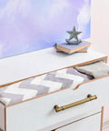 Open dresser drawer with Six Pack Stripes Cabinet Pulls Antique Brass For Kitchen Cabinets And Dressers, 5.04 Inch Center To Center