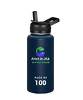 Custom Printed 32oz Stainless Steel Double Wall Insulated Tumbler Water Bottle With Lid And Straw Hella Durable Build Lets You Flex A Dope Personalized Photo Or Logo Straight Up Made In Usa navy blue tumbler with black lid and straw
