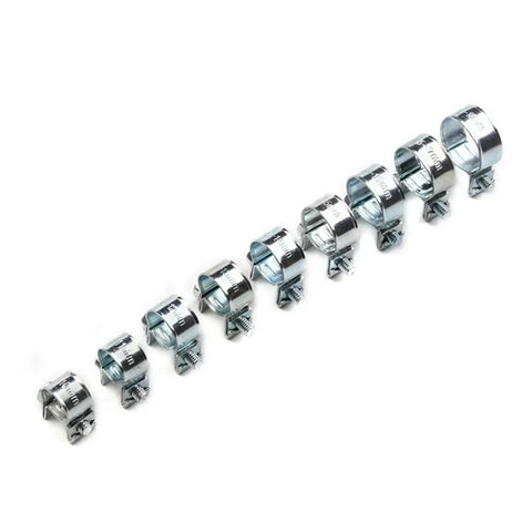 Super Chunky Double Ear Hose Clamps Assorted Kit With 135 Pieces For Fuel And Water Lines Plus Engine Pipes In 8-18mm Range That Get The Job Done Right Quick And Tough Too, 8-18mm steel clamps