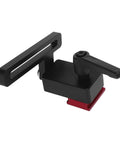 T Track Flip Stop For DIY Woodworking, Aluminum Adjustable Fence Stopper with red base, side view