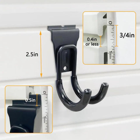 Heavy Duty Slatwall Hooks 14 Pack Black For Garage Organization And Tool Storage, Multi Size Wall Mount Hangers.