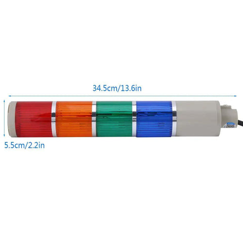 Four Stack Andon Tower Lights Kit For Industrial Machines, Ultra Bright Four Color Signal Lights, dimensions shown, 110V