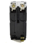 Front view of 2 Pole Bolt On Circuit Breaker 20 Amp 120 240 VAC And 48 VDC QOB220 Style UL CSA Approved for panelboards and appliances.