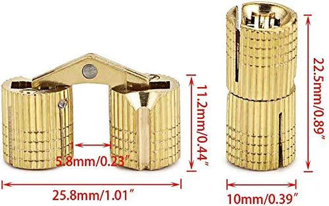4 Piece Brass Barrel Hinges For Hidden Cabinet Doors 10mm Cylindrical Concealed Hinges With 180 Degree Opening Durable Copper
