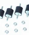 Set Of 4 Beefy Heavy Duty Rubber Vibration Isolator Mounts With M6 X 19mm Studs 25x25mm Base 63mm Total Length Includes 8 Nuts Shock Absorber Dampeners For Machinery And Appliances