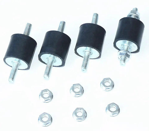 Set Of 4 Beefy Heavy Duty Rubber Vibration Isolator Mounts With M6 X 19mm Studs 25x25mm Base 63mm Total Length Includes 8 Nuts Shock Absorber Dampeners For Machinery And Appliances
