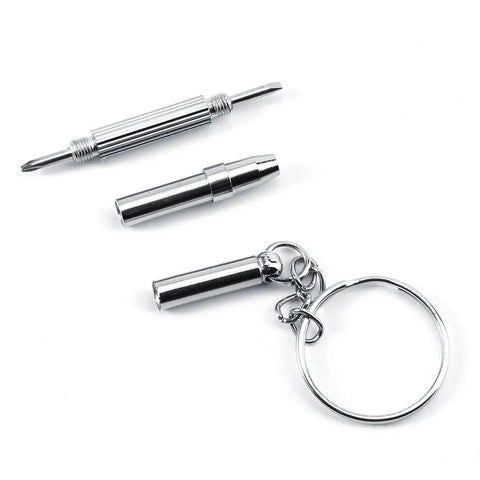 Stainless Steel Watch And Eyewear Repair Kit With Tweezers And Screw Set, pocket-sized tools on white background