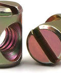Built Different M4 Barrel Nuts For Furniture Assembly Total Game Changer In Home Repair Zinc Plated Steel Connectors close-up view