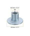 Heavy Duty M6 Weld Through Tee Nuts With Zinc Plated Finish, 12 Piece Pack, round flange fastener 18mm base, 10mm tall.