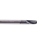 Spotting drill bit (side view), solid carbide, 1/4in shank, AlTiN coated, 2-flute, 90-degree tip