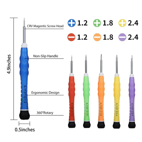 Mini Screwdriver Set Of 6 With CR V Bits For Eyeglasses Sunglasses Electronics Watches And Small Gadgets Pro Repair Tool Kit With Non Slip Handle Yellow