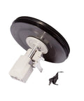 Top Shelf Ultrasonic Vinyl Cleaner Featuring Digital Controls And Stainless Steel Basin to blast away dirt buildup, showing vinyl record with cleaner.