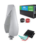 Two Blade Vertical Axis Wind Turbine With Controller for marine RV and home use, white turbine blades with accessories.