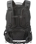Back view of shoulder camera bag and laptop backpack with all weather cover for 15.6 inch laptops, ergonomic padded straps, removable belt