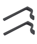 8 Inch Hold Fast Clamps For Bench Dog Holes Fit MFT Work Table Woodworking With Mallet Two Pack Ideal Hold Down System For Small Boards To Thick Blocks Adjustable Durable Construction Great For DIY Projects black metal clamps shown in two-pack