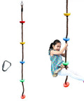 6.56 Foot Climbing Rope Swing With Treads And Plate Swing Hanging Kit For Trees, Slacklines, Play Towers, And Indoor Play Areas, Kid Friendly Ninja Rope Accessories With Carabiner, Soft Yet Durable Rope For Safe Outdoor And Indoor Fun with child swinging