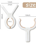 12 Pack Heavy Duty Plastic Clothes Pins Featuring Anti Rust Springs And Non Slip Silicone Pads, showing size measurements on towel clips.