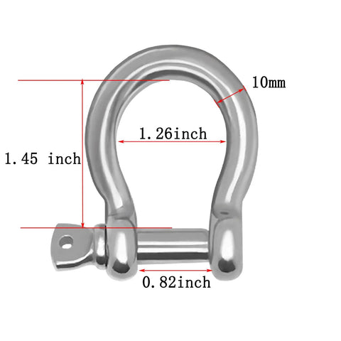 Two Pack Three Eighth Inch Screw Pin Anchor Shackle Premium 304 Stainless Steel 10mm heavy duty 1.45 inch shackle