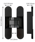Hidden Door Hinges Set Concealed Invisible Hinges Heavy Duty Up To 132 Lbs 3D Adjustable Black 2 Pack 180 Degree Opening
