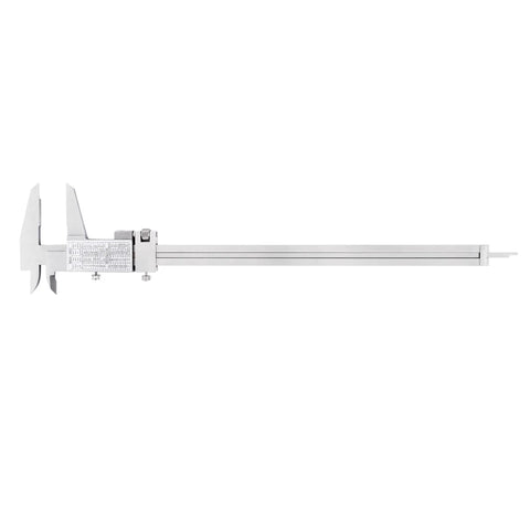 6 Inch Vernier Caliper Stainless Steel With Fine Adjustment 0.02 mm Graduation 0.03 mm Accuracy in full side view on white