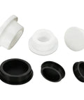 Silicone Rubber Circular Plug Seal For Holes 6.8mm To 161.5mm Universal Pipe Cap, white and black plugs, top view