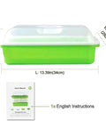 Soil-Free Seed Sprouter Tray With Lid BPA Free PP Material Big Capacity Sprouting Kit For Wheatgrass And Seeds, shown with dimensions and instructions.
